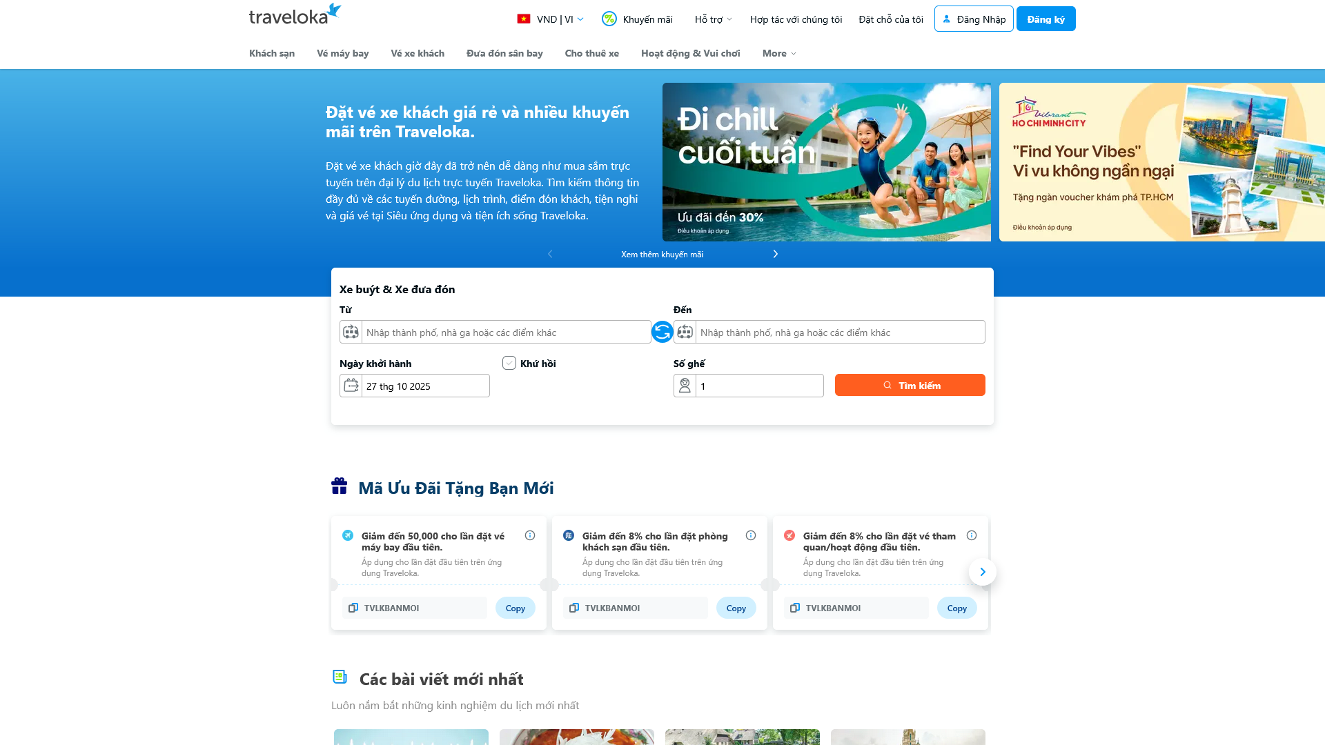 Traveloka - ứng dụng đặt vé xe và du lịch trực tuyến